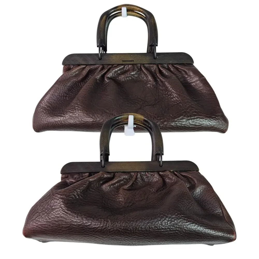 Gucci Brown Gathered Leather Top-Handle Crossbody Bag